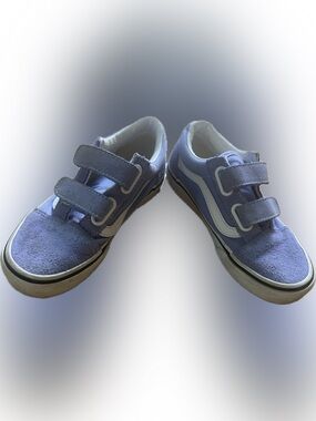 Vans Kids Lavender Velcro Sneakers with White Stripe Old Skool purple/periwinkle